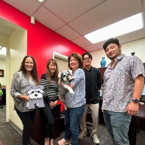 Today is bond with your dog day so Mr. Fritz decided to make a quick stop at the office to say hi and hang out with the team.  What did you do for bond with your dog day?