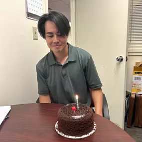 Happy Birthday to our team member Brock!  Ramen and Dobash cake to celebrate