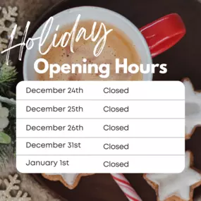 ????✨ Holiday Hours Update ✨????
As we celebrate this special season with loved ones, our office will be closed on the following dates:

???? Christmas Eve (Dec. 24)
???? Christmas Day (Dec. 25)
???? Day After Christmas (Dec. 26)
???? New Year's Eve (Dec. 31)
???? New Year's Day (Jan. 1)

We’ll be back and ready to assist you during regular business hours after the holidays! Wishing you a joyful, safe, and peaceful holiday season.