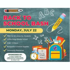 Join Denise and Jennifer tomorrow as they hand out notebooks, folders and coloring books. FREE event for all Jones County students. Go Hounds!