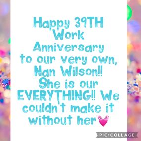 If you know her, YOU KNOW SHE IS OUR EVERYTHING!! So blessed to have Nan Thompson Wilson on our team, her wisdom, leadership and experience are our office goals to strive for! “Think like Nan”, “What would Nan do?” A career of knowledge and wisdom and we are so Thankful SHE IS OURS❣️ 39 years today!!! Congrats????????