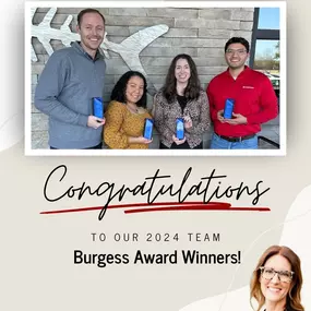 Join us in celebrating our incredible 2024 Team Burgess Award winners! Your dedication and passion don’t go unnoticed, and we’re so grateful to have you on our team. Here’s to another year of excellence!