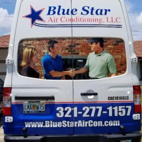 Blue star blue and white work van