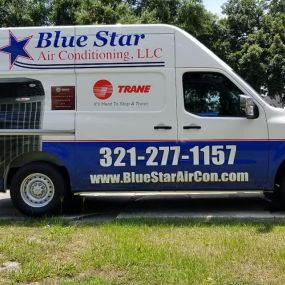 Blue star blue and white work van