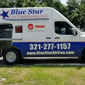 Blue star blue and white work van