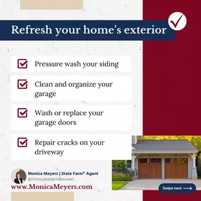 Spring Cleaning season is here! 
At #TeamMonicaMeyers, we've prepared a checklist to help you be more efficient:
Clean up gutters and roof 
Refresh your home's exterior 
Check your systems and energy usage 
Review your home insurance 
Remember, home should be a place that makes you feel refreshed after a long day of work. Not a source of stress, but a place where you can kick back and relax. Make sure your home is in shape and protected against unpredictable events.
If you still haven’t found ho