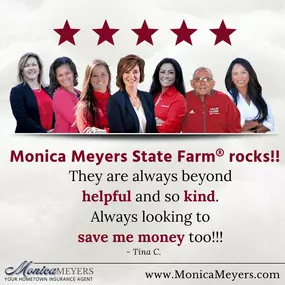 Thank you, Tina!! We're overjoyed by your 5-star review! 
Thank you for choosing us as your insurance family!
????121 School St, Youngsville, LA
????(337) 856-8150
????monica@monicameyers.com