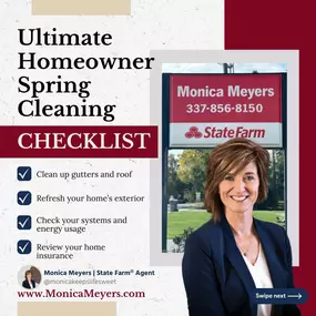 Spring Cleaning season is here! 
At #TeamMonicaMeyers, we've prepared a checklist to help you be more efficient:
Clean up gutters and roof 
Refresh your home's exterior 
Check your systems and energy usage 
Review your home insurance 
Remember, home should be a place that makes you feel refreshed after a long day of work. Not a source of stress, but a place where you can kick back and relax. Make sure your home is in shape and protected against unpredictable events.
If you still haven’t found ho