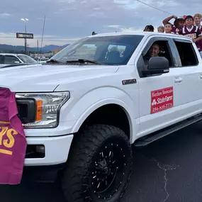 My family had a great time supporting our Oxford Parks and Rec flag football team -- the Commanders. Our community came out and showed love for our Oxford City Schools students. It was awesome! I'm proud to live, work and play in Oxford. 
Special thanks to Josh Beshears at Beshears Automotive for the use of this sweet Ford F150. The kids loved it!