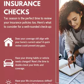 Tax season is the ideal time to get your insurance in order. Taking a moment to review these areas now can help you stay ahead of any unexpected surprises down the road. Ready to talk? Reach out today to make sure your coverage is as strong as your goals.