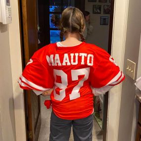 My daughter wanted to wear Taylor Swift’s boyfriend’s jersey today!