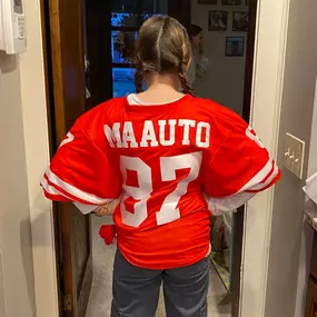 My daughter wanted to wear Taylor Swift’s boyfriend’s jersey today!