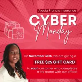 What better time to get a life insurance quote than now!?
On Thursday, November 30th, stop by our office or give us a call for a complimentary life insurance quote and receive a $25 gift card!
????602 N Main St Duncanville, TX 75116
☎️ (972) 780-1576
#statefarm #lifeinsurance #goodneighbor #duncanville #texas #duncanvilleinsurance #youragentaleciafrancis #aleciafrancisinsurance