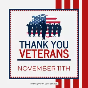 Happy Veterans Day to all the veterans in our community! Thank you for your service today and every day.