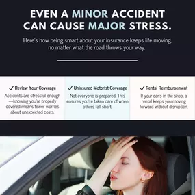 Here’s how auto insurance helps keep the calm after the chaos:  

- Stay ready with coverage that matches your needs—no surprises.  
- Be prepared even when the other driver isn’t.  
- Keep your routine intact with a rental while your car’s in the shop.  

Accidents may happen, but you don’t have to let them throw off your day. Let’s build a policy that’s as reliable as your ride. DM us to get started!