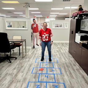 Happy National Fun Day at Work!! We celebrated today with a little “Teams” BINGO, Jump Rope, and Hopscotch!! Congrats to Sam at our Cambridge office for winning BINGO and Cali from our Salisbury Office!!