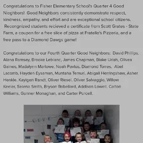 Congratulations to the winners of the Quarter 4 “Good Neighbors” award at Harry M Fisher Elementary School ???? ???? ???? ⚾️ 
We are proud to recognize and support our future generation of Good Neighbors!!!