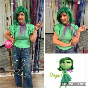 Inside Out theme for Halloween this year. Disgust, Anxiety, Fear, Nostalgia and Riley.  #insideout #halloween #elizabethismyagent