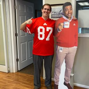 State Farm agent AJ Fraley is ready with Jake for the big game!