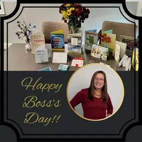 Happy Boss's Day Karen!!
We celebrated Boss's Day last week due to Karen's busy schedule!   Although, she does not like to be in the spotlight, we showered her with cards of gratitude and appreciation for all she does for our team. We wish her safe travels and a great day!!