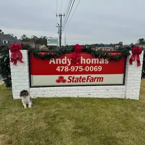 Andy Thomas - State Farm Insurance Agent outdoor sign with holiday decor