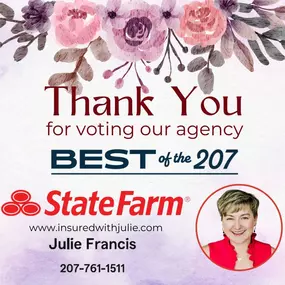 So thankful and thrilled to be named Bronze in the Best of the 207 for Insurance Agents. In the past 3 years I've built up an incredibly strong team that works so hard to make sure our customers understand their insurance and have personalized coverage.
#insuredwithjulie #insurance #portland #maine #portlandme #statefarm #juliefrancisstatefarm #bestof207