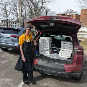 Huge shout out to Matt and Josh from Hopskellar for coming in early to make us pizzas to deliver. We are delivering to some deserving people on National Pizza Day.