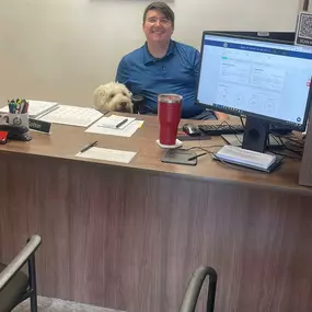 We love having furry friends come to the office!! Sam was a good boy and said hey to everyone this morning. I think he liked Jared the most  Stop by and bring your pets!