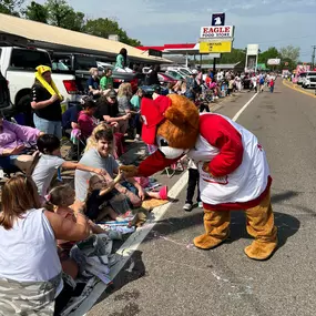 What a morning at the World's Biggest Fish Fry Parade! Saying I had a blast would be an understatement. Sure, I was drenched in sweat from head to toe and felt like I might pass out from the heat, but every moment was worth it! Being the State Farm Neigh-bear was an absolute thrill! 
Thank you to everyone for the hugs, high-fives, and snapping photos with me. The Michael Sargent - State Farm Agent team is so blessed to be a part of such a fun and loving community!