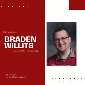 Welcome to another edition of #TeamMemberTuesday! This week, we are excited to introduce Braden Willits!

Here are some fun facts to help you get to know Braden!

-He was born and raised in Washington! He made the move across the country to Tennessee in 2021!

-Braden has been with Josh Hazlewood State Farm for 1 year as our Auto/Home/Life Insurance Representative!

-He enjoys the outdoors- specifically swimming and fishing!

-The things Braden values the most are spending time with his 3 kids a