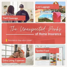 Explore the surprising perks of home insurance:
✅ Theft Coverage: Safeguard your belongings wherever you go.
✅ Spoiled Food Reimbursement: Compensation for groceries lost during power outages.
✅ Extra Living Expenses: Coverage for temporary accommodation if your home becomes uninhabitable.
✅ Lost Luggage: Extend your insurance to cover lost items while traveling.
It's about being prepared for the unexpected. Discover all the surprising benefits of your home insurance policy. Contact us today to 