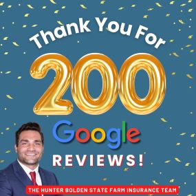 Thank you for 200 Google reviews!