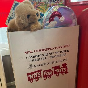 Our Toys for Tots drop-off is overflowing