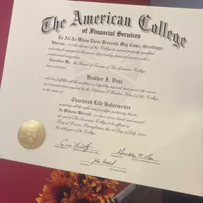 My CLU (Chartered Life Underwriter) designation from the American College of Financial Services came today! It represents 2.5 years of hard work. My second designation, ChSNC (Chartered Special Needs Consultant), is on the way, too. I am excited to expand my knowledge so that I may be of better service and help fill everyone's needs.