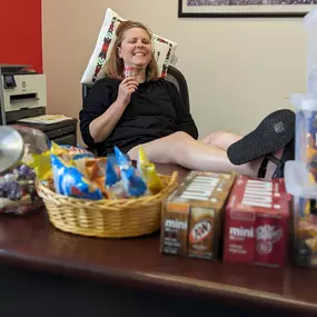 Mike is on his honeymoon, so we turned his office into a snack/break room. We're enjoying it so much we may move him to the kitchen when he returns.