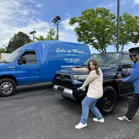 Check out Natalie’s freshly detailed car! Shout out to our customer and small business owner, Keith from Suds on Wheels. Happy workaversary Natalie!