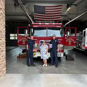 Practicing fire safety at the fire station!