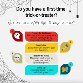 Trick-or-treating for the first time can be a little spooky! ???? Follow these tips for preparing your child for what to expect and how to stay safe. Wishing you a fun and safe Halloween.????????