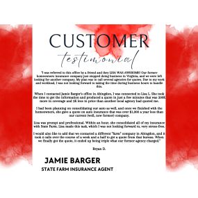 We love it when our customers take their time to leave us such thoughtful reviews! Jamie Barger State Farm