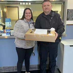 In honor of Law Enforcement Appreciation Day, Our office manager Andrea presented a beautifully crafted charcuterie box from our very own local restaurant Brie & Bartlett · Fine Grazing + Charcuterie to Brownsburg Police DepartmentWe pride ourselves on supporting our hard working officers and local businesses! #localbusiness #ShopSmall #police #brownsburgindiana #hendrickscountyindiana #statefarm #statefarminsurance #statefarmagent