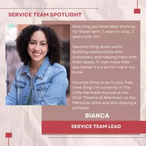 Here's a little about Bianca, our service team lead!