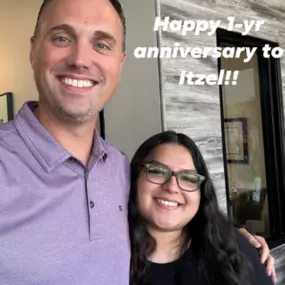 Happy 1-year work-a-versary Itzel! We greatly appreciate all you do for our customers and the team! We look forward to many more years of celebrating you and your accomplishments!