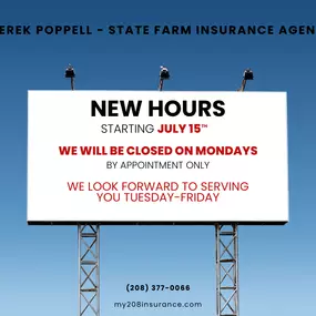 We have new hours! Beginning July 15th, our office will be closed on Mondays and open by appointment only. We look forward to serving you Tuesdays through Fridays!