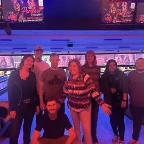 Team bowling fun! Call us today for a free auto or life insurance quote!