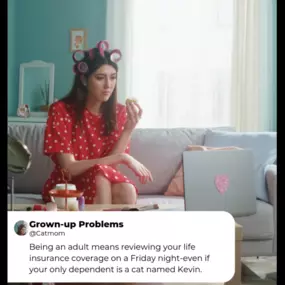 When you're an adult, and Friday night means reviewing your life insurance. It's all part of the job!