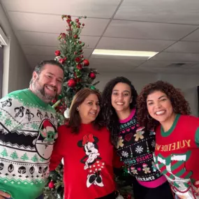 Today in our office: Spirit Day - Ugly Sweater Edition! We’re feeling festive, sharing laughs, and celebrating the holiday season. Stop by and join the fun—there’s always room for holiday cheer!