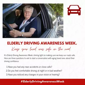 ????✨ Elderly Driving Awareness Week ✨????
Having a conversation about driving confidence with aging loved ones is an important step toward keeping everyone safe on the road. Start by asking:
1️⃣ Have there been any near accidents or close calls?
2️⃣ Do you feel comfortable driving at night or in bad weather?
3️⃣ Have you noticed changes in vision or hearing?
These questions can help spark meaningful discussions and ensure they feel confident behind the wheel. Let’s work together to make our roa