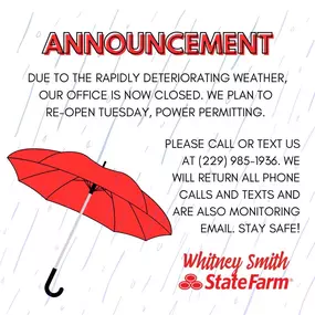 August 5th, 2024:
To make a payment, call 1-800-782-8332.
With help filing a claim, please call Whitney’s cell: 229-891-1308.
Stay safe, everyone!