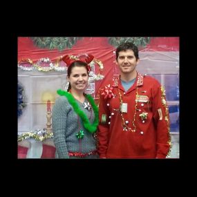 Throw-Back-Thursday!  Don’t they look festive?! ???? This one is agent Jess and her husband many years ago when they worked together in State Farm claims. ????
Who else has old holiday photos and can beat this? ????