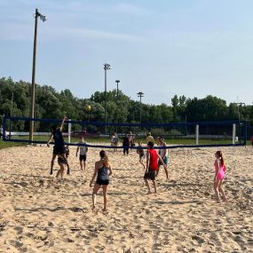 Beautiful evening playing sand volleyball as a team. Even baby Grayson enjoyed himself, can’t you tell by his facial expression and sleeping?!